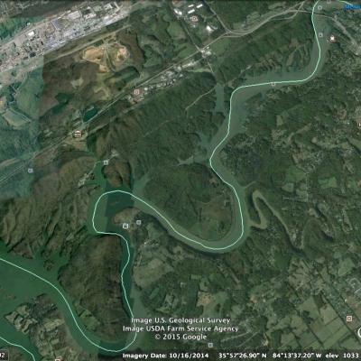 Clinch River, TN - The Three Bends - Aerial View